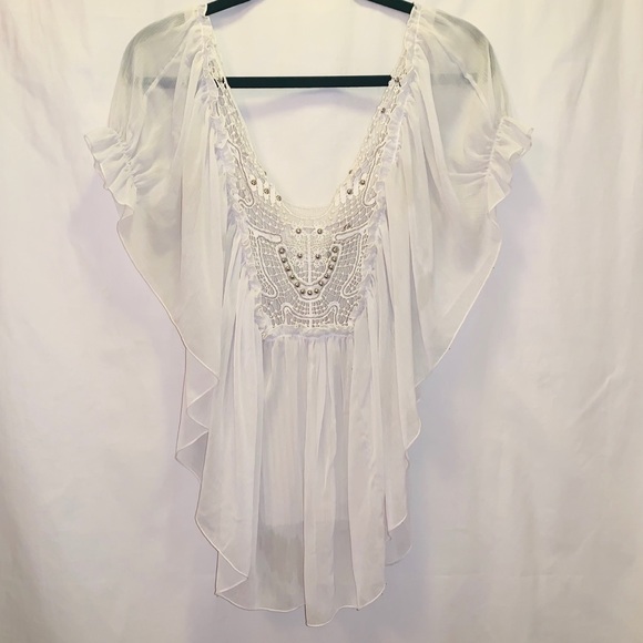 Free People Ivory Hearts Flutter Top :: XS - Picture 2 of 6